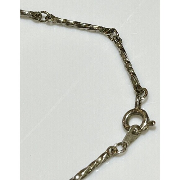 Sterling Silver Plated 6mm Blue Cats Eye Ball Bead 9in Bar Chain Bracelet VTG - Picture 5 of 7